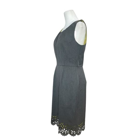 Muse Women's Sheath Dress‎ Size 6 Gray Green Silk Eyelets Career Sophisticated - Picture 4 of 9